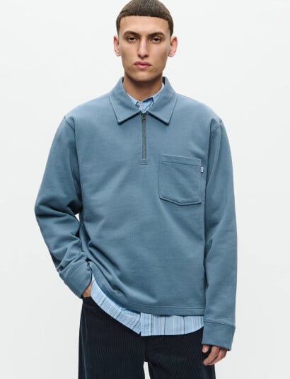 WOOD WOOD Wwandrew Half Zipper 25211 - Blue - S