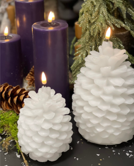 Deluxe Homeart Real Flame Led lys Kongle Hvit 14x19
