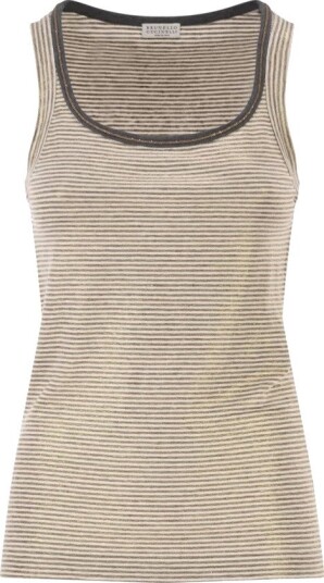 Brunello Cucinelli Dame Topper Beige L,