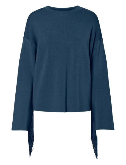 YAS Yasfringa Ls O-Neck Knit Pullover S. - Blue - XS