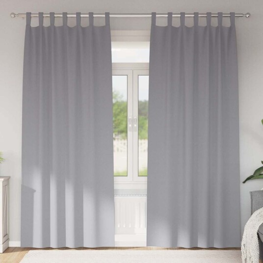 Gardiner med gardiner 2 pcs Lysegrå Polyester