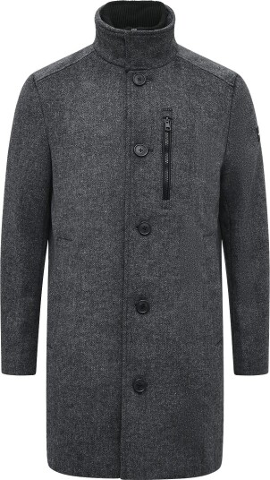 Tom Tailor Wool Coat With Stand Up Insert DARK GREY BLACK HERRINGBONE S Tom Tailor Wool Coat With Stand Up Insert DARK GREY BLACK HERRINGBONE S