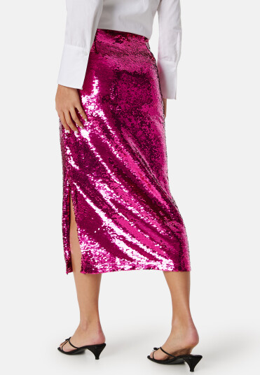 VILA Vietta midi sequin skirt Fuchsia Purple 36
