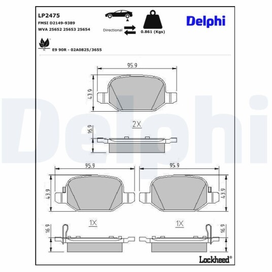 Bremseklosser DELPHI LP2475 Bremseklosser DELPHI LP2475