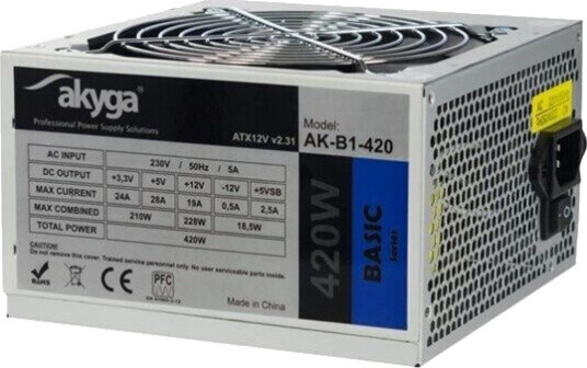 Akyga AK-B1-420 - power supply - 420 Watt Strømforsyning (PSU) - 420 Watt - 120 mm - 80 Plus Akyga AK-B1-420 - power supply - 420 Watt Strømforsyning (PSU) - 420 Watt - 120 mm - 80 Plus