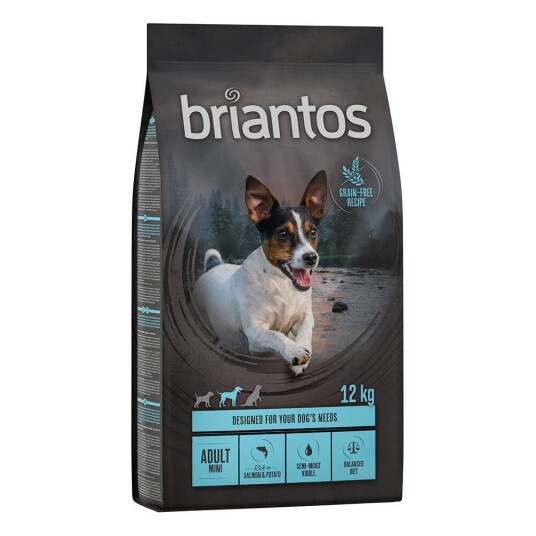 Briantos Spesialpris! 12/14 kg Tørrfôr Adult Mini Lachs & Kartoffel Kornfri (12 kg)