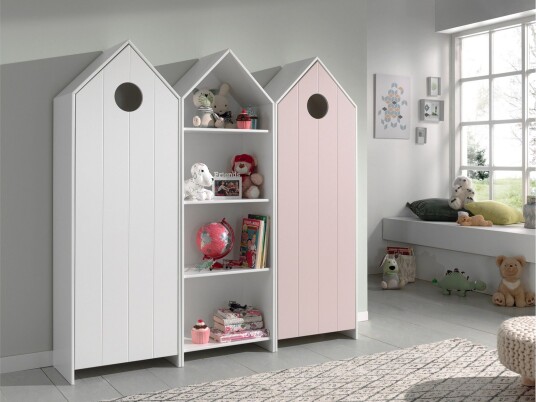 Bustorp Garderobe og hyllesett - Hvit/Rosa