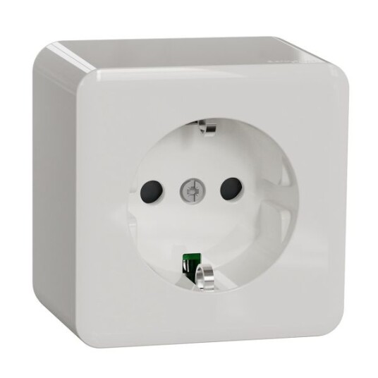Schneider Electric Exxact Stikkontakt 1-veis, utenpåliggende Skruetilkobling Schneider Electric Exxact Stikkontakt 1-veis, utenpåliggende Skruetilkobling