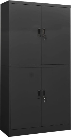 Kontorskap antrasitt 90x40x180 cm stål
