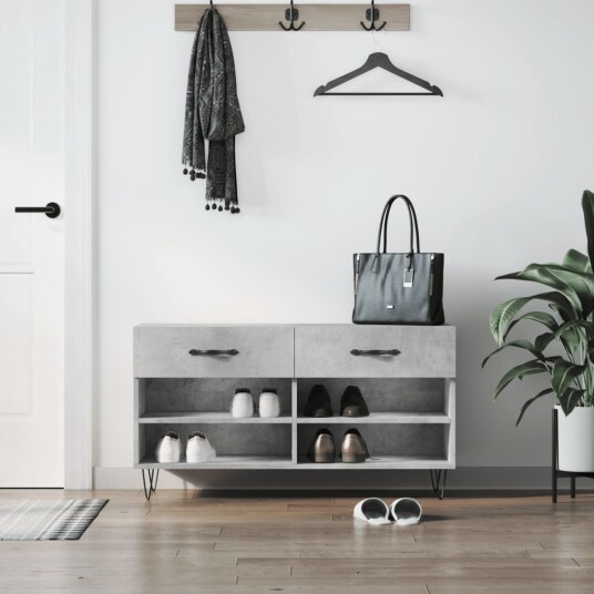 vidaXL Skobenk betonggr? 102x35x55 cm konstruert tre