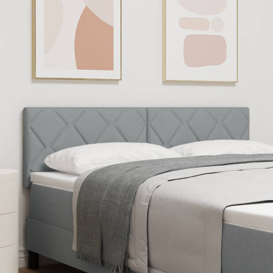 Sengegavl Diamantdesign Lysegrå 140 cm Stoff
