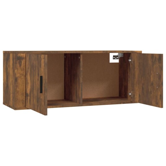 Vegghengte TV benker 2 stk røkt eik 100x34,5x40 cm Vegghengte TV benker 2 stk røkt eik 100x34,5x40 cm