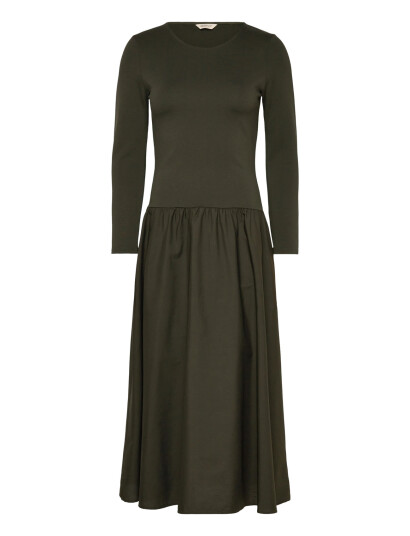 GANT Midi Jersey Woven Combo Ls Dress - Khaki green - XL/XXL GANT Midi Jersey Woven Combo Ls Dress - Khaki green - XL/XXL
