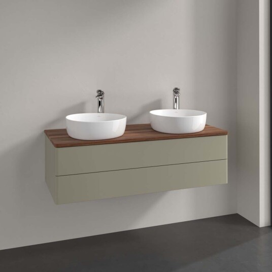 Villeroy & Boch Antao Servantskap med 2 skuffer 120x50x36 cm m/lys Steingrå/Valnøtt Villeroy & Boch Antao Servantskap med 2 skuffer 120x50x36 cm m/lys Steingrå/Valnøtt