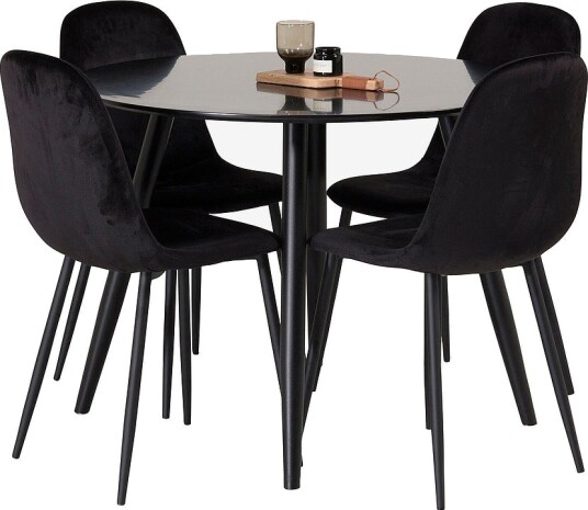 Venture Home Spisebordssett Plaza med 4 stoler Polar Svart Venture Home Spisebordssett Plaza med 4 stoler Polar Svart