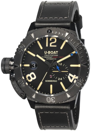 U Boat Herreklokke 9015 Classico Sort/Gummi Ø46 mm