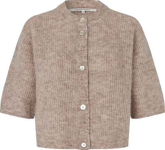 Second Female Kardigan Andrea Knit Rib Cardigan Beige Second Female Kardigan Andrea Knit Rib Cardigan Beige
