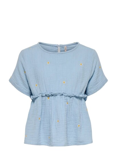 Kids Only Kmgthyra Ss Emb Frill Top Wvn Blue 128