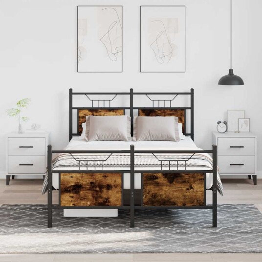 Sengeramme uten madrass røkt eik 120x190 cm konstruert tre 4106758