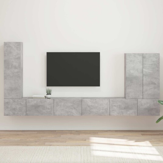 TV vegghyllesett Veggmontert 6 pcs Betonggrå