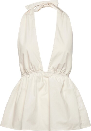 Monki Halterneck Cotton Top   White   XL