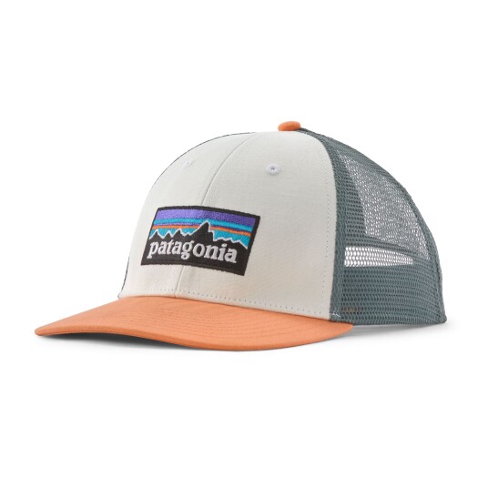 Patagonia P 6 logo LoPro Trucker Hat White Peach One Size