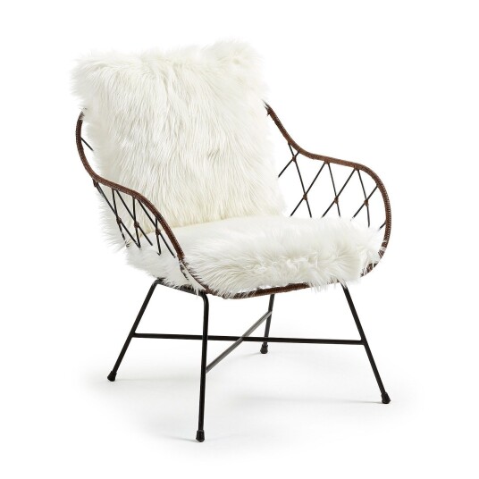 Kave Home - Claque Loungestol m. rattan decor - Svart Unoliving
