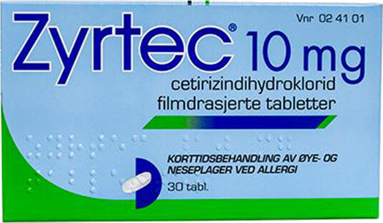 Zyrtec Tabletter 10mg 30 stk. på brett