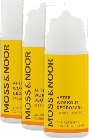 MOSS & NOOR After Workout Roll-On Deodorant Fresh Grapefruit 3stk