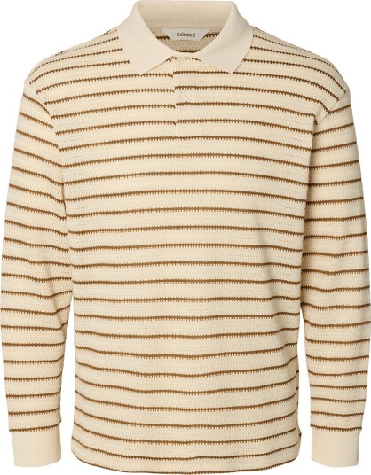 Selected Slmrelaxlandon Jacquard Ls Polo EGRET L