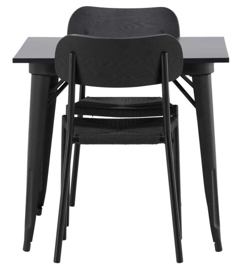 Venture Design Tempe & Polly spisegruppe Svart/svart 2 stoler & bord 80 x 80 cm