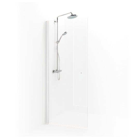 Macro Design Spirit Dusjdør Rett - med Knott Hvit Matt / 67cm Klart Glass
