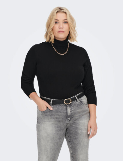 ONLY Carmakoma Carvenice Life Ls Roll Pullover Knt - Black - 50-52 ONLY Carmakoma Carvenice Life Ls Roll Pullover Knt - Black - 50-52