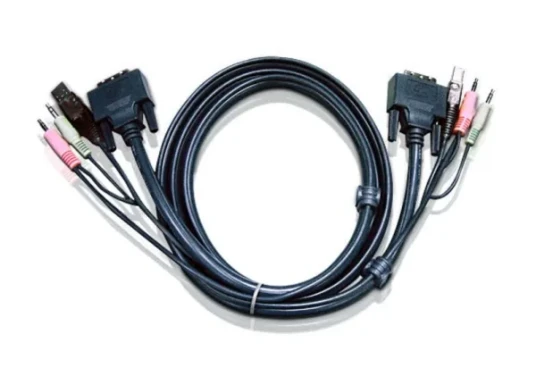 Aten 2L-7D02u - Video- / Usb / Audio-Kabel - Usb, Mini-Phone Stereo 3.5 Mm, Dvi-D (Hann) Til Mini-Phone Stereo 3.5 Mm, Usb-Type B, Dvi-D (Hann) - 1.8 M