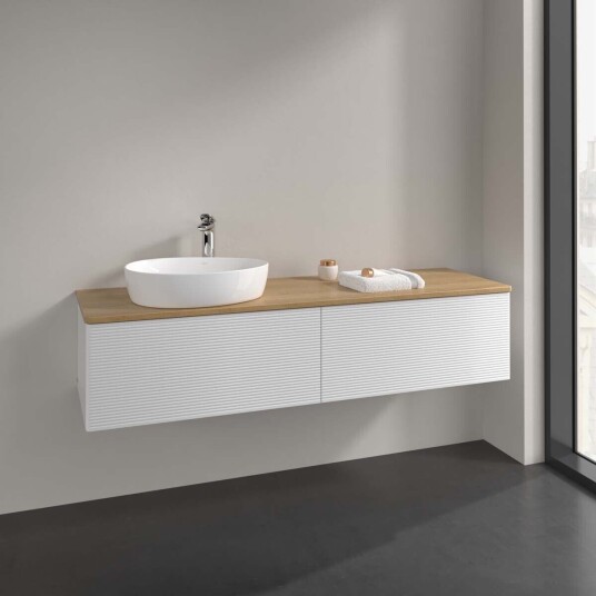 Villeroy & Boch Antao Servantskap med 2 skuffer 160x50x36 cm m/lys Hvit Blank/Eik Villeroy & Boch Antao Servantskap med 2 skuffer 160x50x36 cm m/lys Hvit Blank/Eik