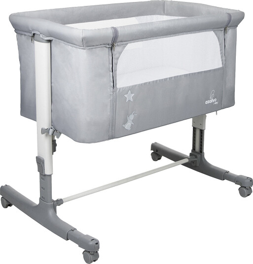 Asalvo Asalvo Bedside Crib Mini Calm Grey Grey 84X 65X 80 Asalvo Asalvo Bedside Crib Mini Calm Grey Grey 84X 65X 80