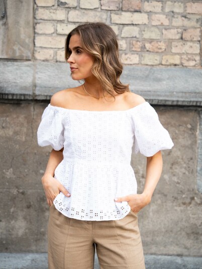 Selected Femme Anelli 3/4 On Off Shoulder Top Hvit 34