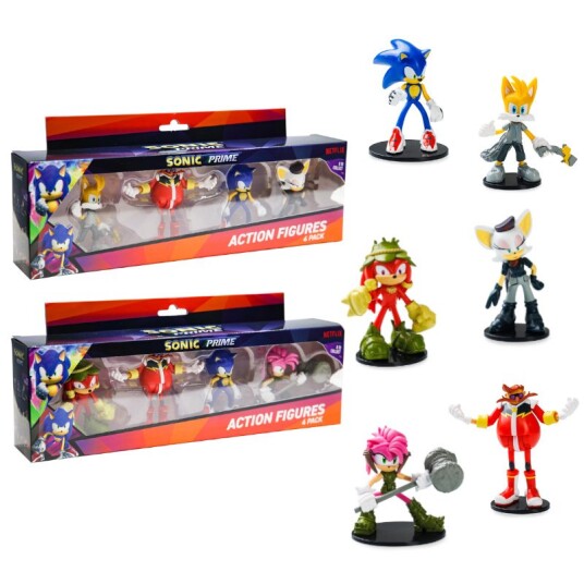 Sonic the Hedgehog Prime Actionfigur Figursett 4 Pakning 7,5cm Assortert