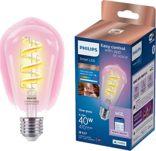PHILIPS RGB FILAMENT SMARTPÆRE 6.3W ST64 E27 PHILIPS RGB FILAMENT SMARTPÆRE 6.3W ST64 E27