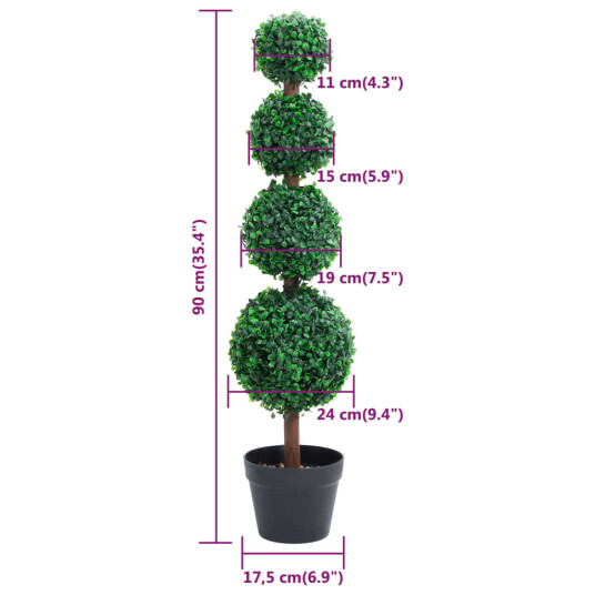 vidaXL Kunstig buksbomplante med potte ballformet 90 cm grønn vidaXL Kunstig buksbomplante med potte ballformet 90 cm grønn