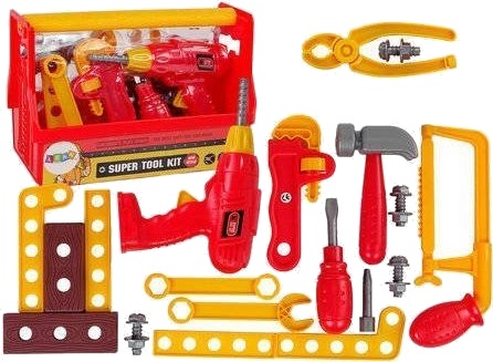 Leantoys Verktøysett I Koffert Med Hammer Og Tang Rød