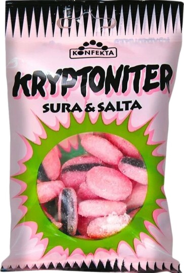 Sure og Salte Kryptoniter med Lakrispulver Kjerne 60 gram