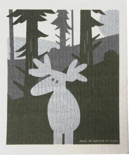Pluto Design Elg kjøkkenklut 17.2x20 cm Grønn sølv hvit