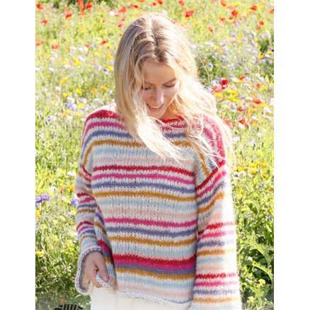 Candy Stripes by DROPS Design Genser Strikkeoppskrift str XS XXL