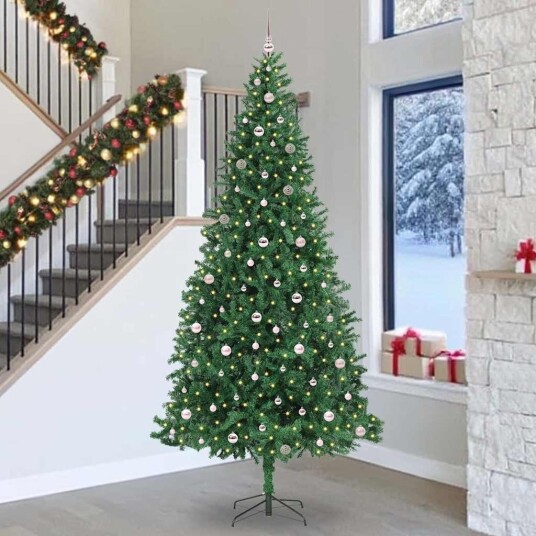 Kunstig juletre med 300 LED grønn 300 cm PVC og metall og plast