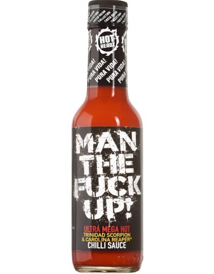 Man The Fuck Up! Ultrasterk Chilisaus med Trinidad Scorpion og Carolina Reaper Chili 148 ml Costa Rica Man The Fuck Up! Ultrasterk Chilisaus med Trinidad Scorpion og Carolina Reaper Chili 148 ml Costa Rica