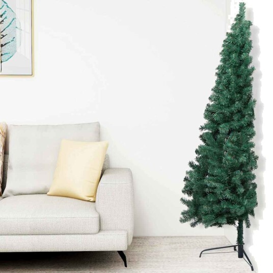 vidaXL Kunstig halvt juletre med LED og kulesett 180 cm grønn vidaXL Kunstig halvt juletre med LED og kulesett 180 cm grønn