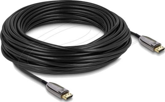 Delock Active Optical Displayport Kabel Displayport Hann Til Displayport Hann Displayport 2.1 25 M Støtte For 8K Uhd 7680 X 4320 Up To 40 Gbps Data Transfer Rate Svart