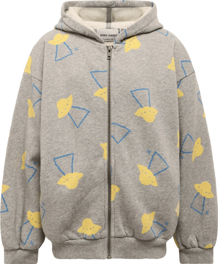 Bobo Choses Pixel Abduction All Over Zipped Hoodie Grey 134