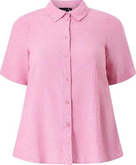 Zizzi Linskjorte vLina S/S Rosa Zizzi Linskjorte vLina S/S Rosa